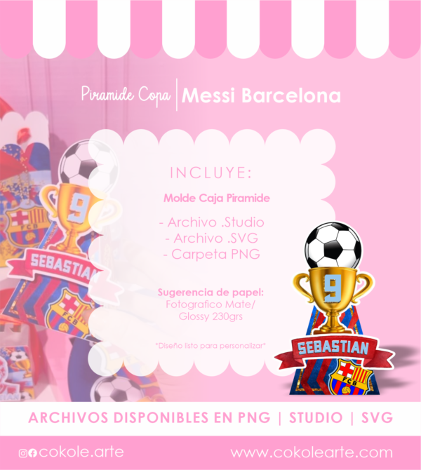 Caja Piramidal Copa - Messi Barelona